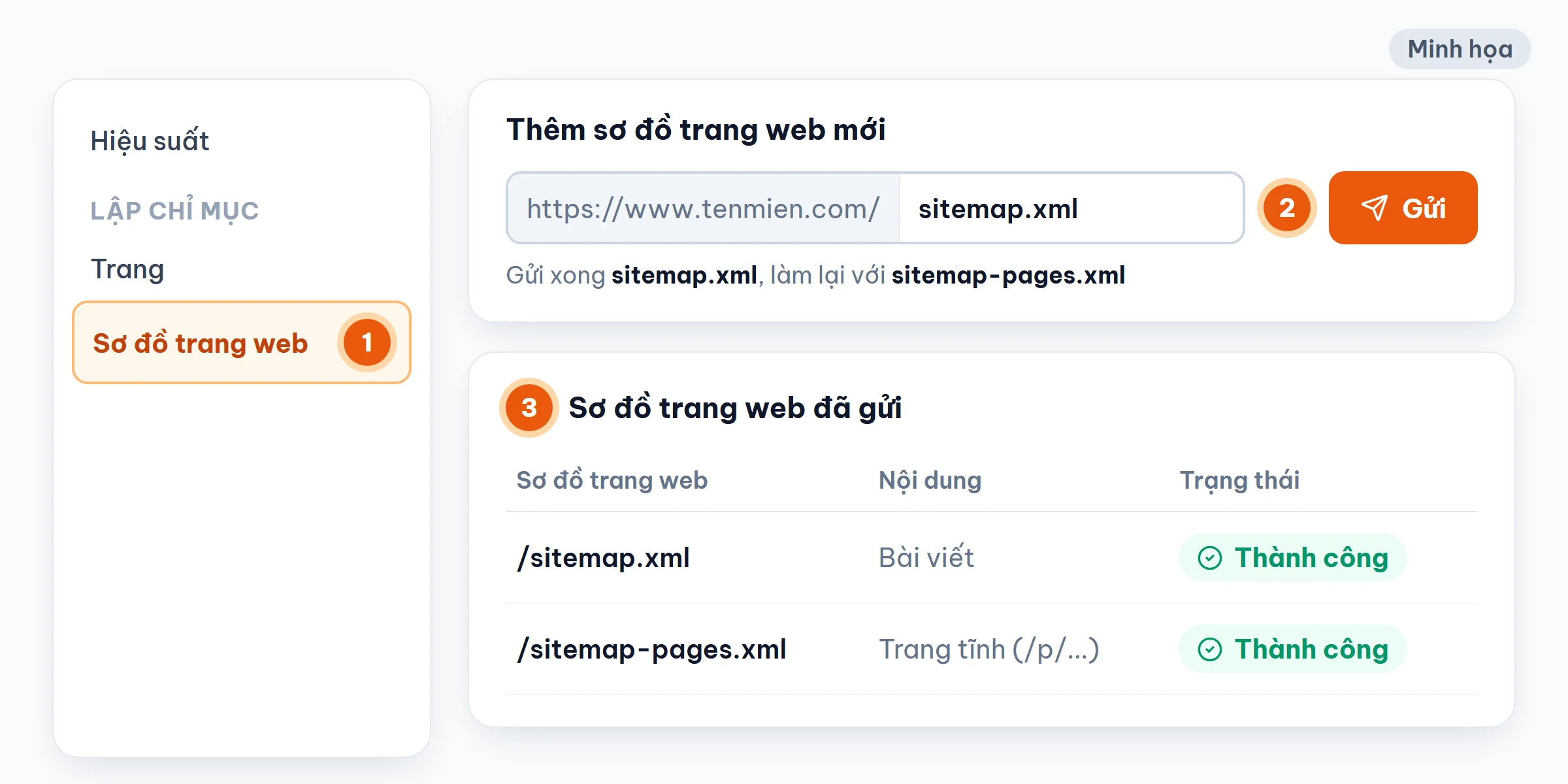 Gửi sitemap.xml và sitemap-pages.xml của Blogspot trong mục Sơ đồ trang web của Google Search Console