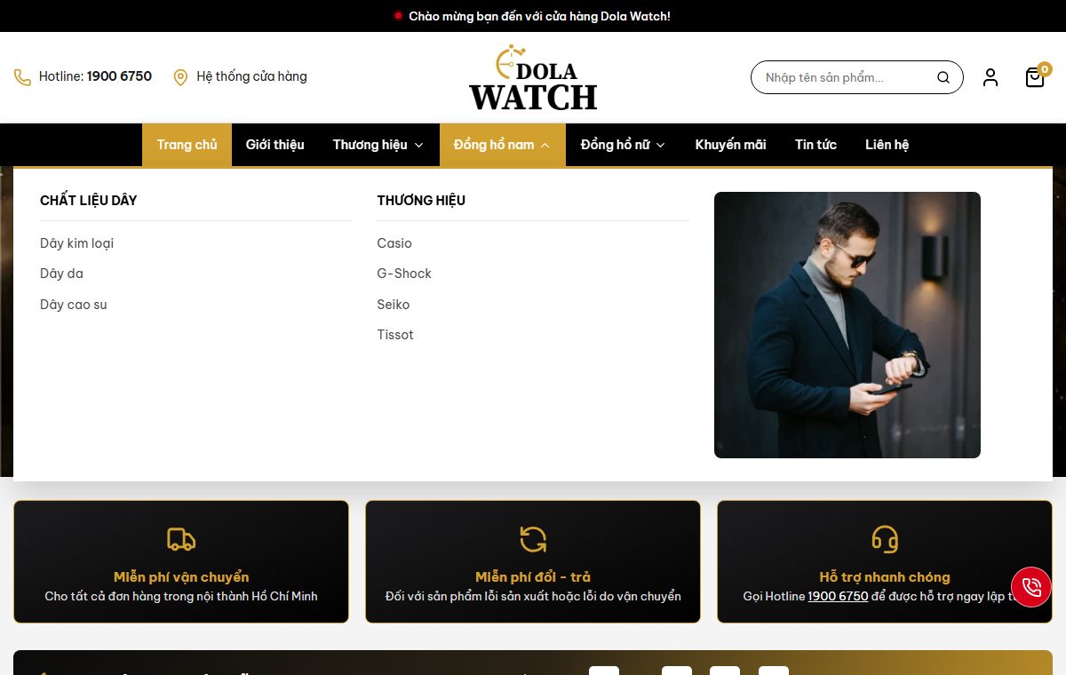 Theme Dola Watch — Website bán đồng hồ chính hãng sang trọng trên Blogspot — ảnh 2
