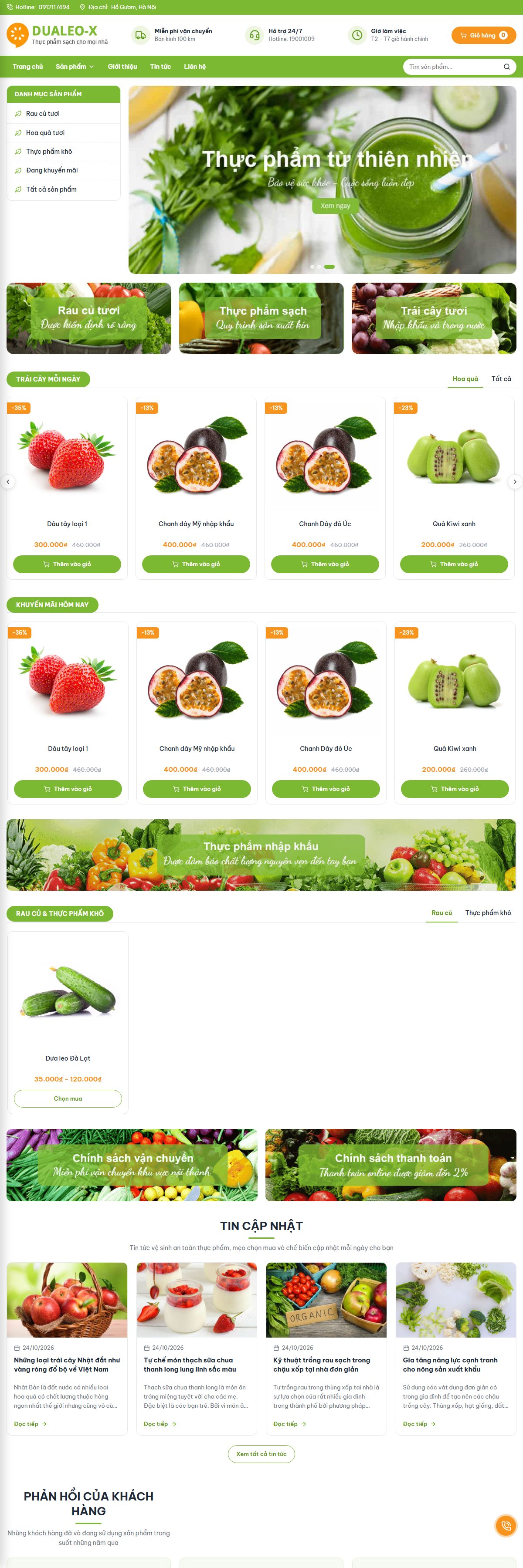 Giao diện Theme Dưa Leo X — Bán nông sản, rau củ trái cây thực phẩm sạch trên Blogspot
