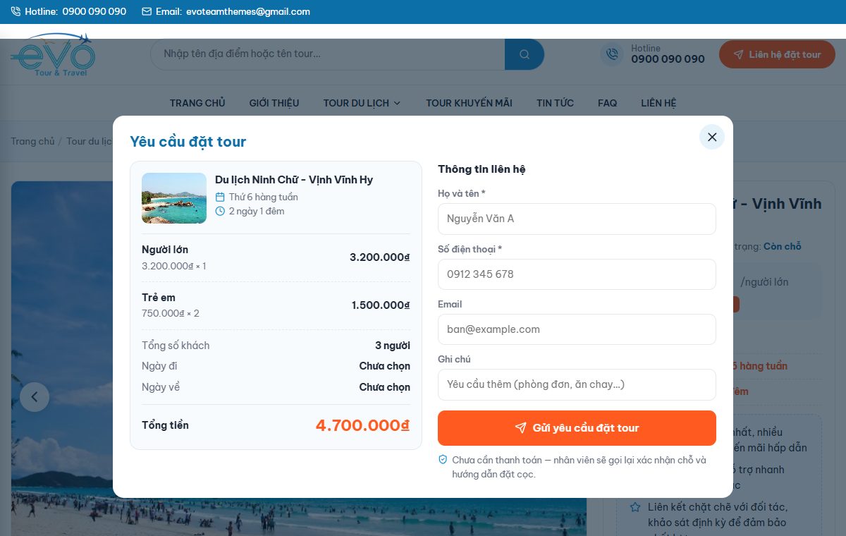 Theme Evo Tour — Website đặt tour du lịch trong nước & quốc tế trên Blogspot — ảnh 3