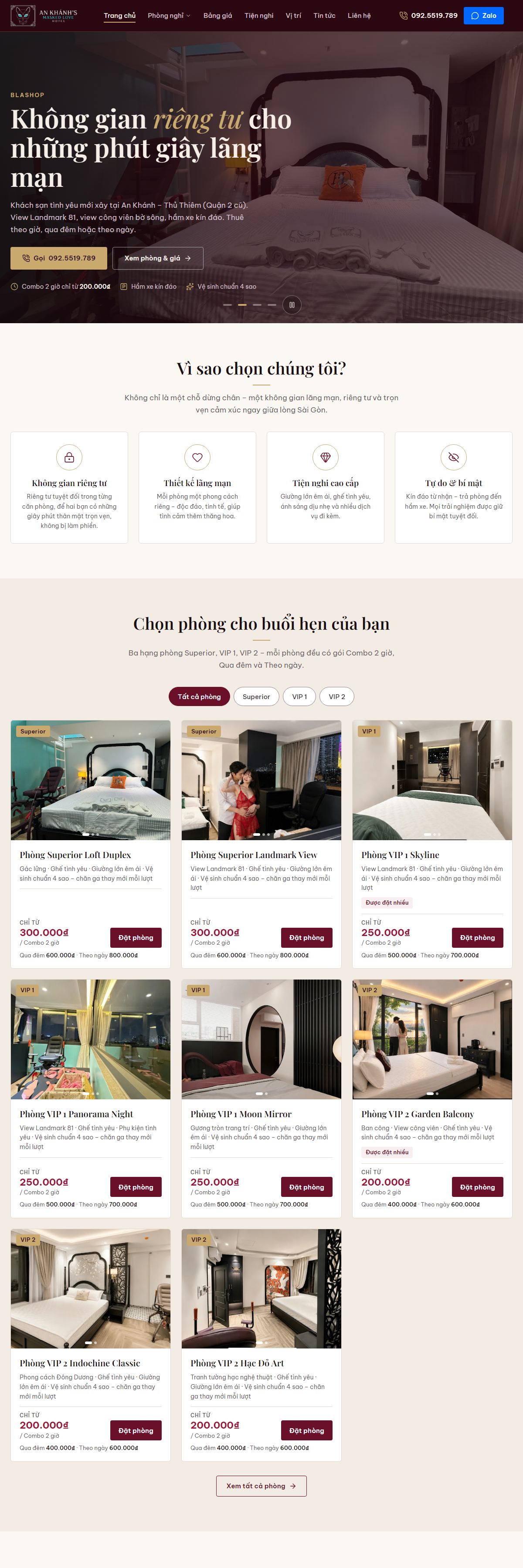 Giao diện Theme LoveHotel — Khách sạn tình yêu, nhà nghỉ đặt phòng qua Gọi/Zalo trên Blogspot
