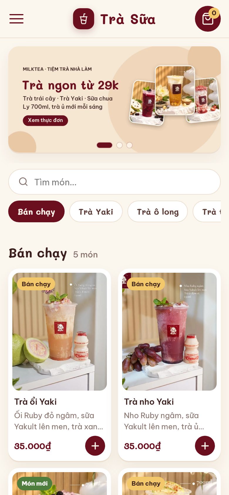 Theme MilkTea — Web order trà sữa, gọi món tại bàn bằng QR trên Blogspot — ảnh 5