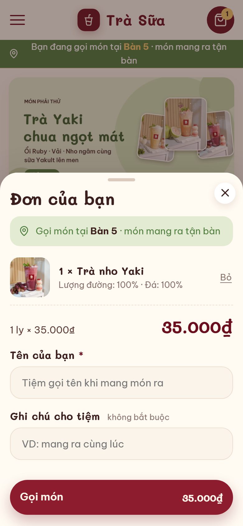 Theme MilkTea — Web order trà sữa, gọi món tại bàn bằng QR trên Blogspot — ảnh 8
