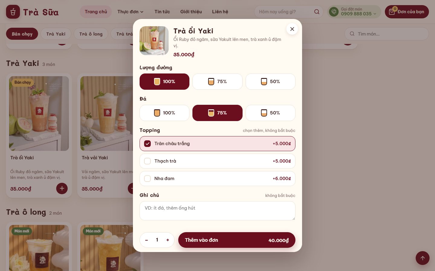 Theme MilkTea — Web order trà sữa, gọi món tại bàn bằng QR trên Blogspot — ảnh 2